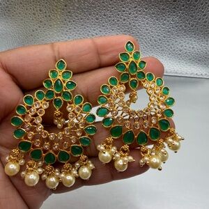 Elegant Green and Gold Earrings